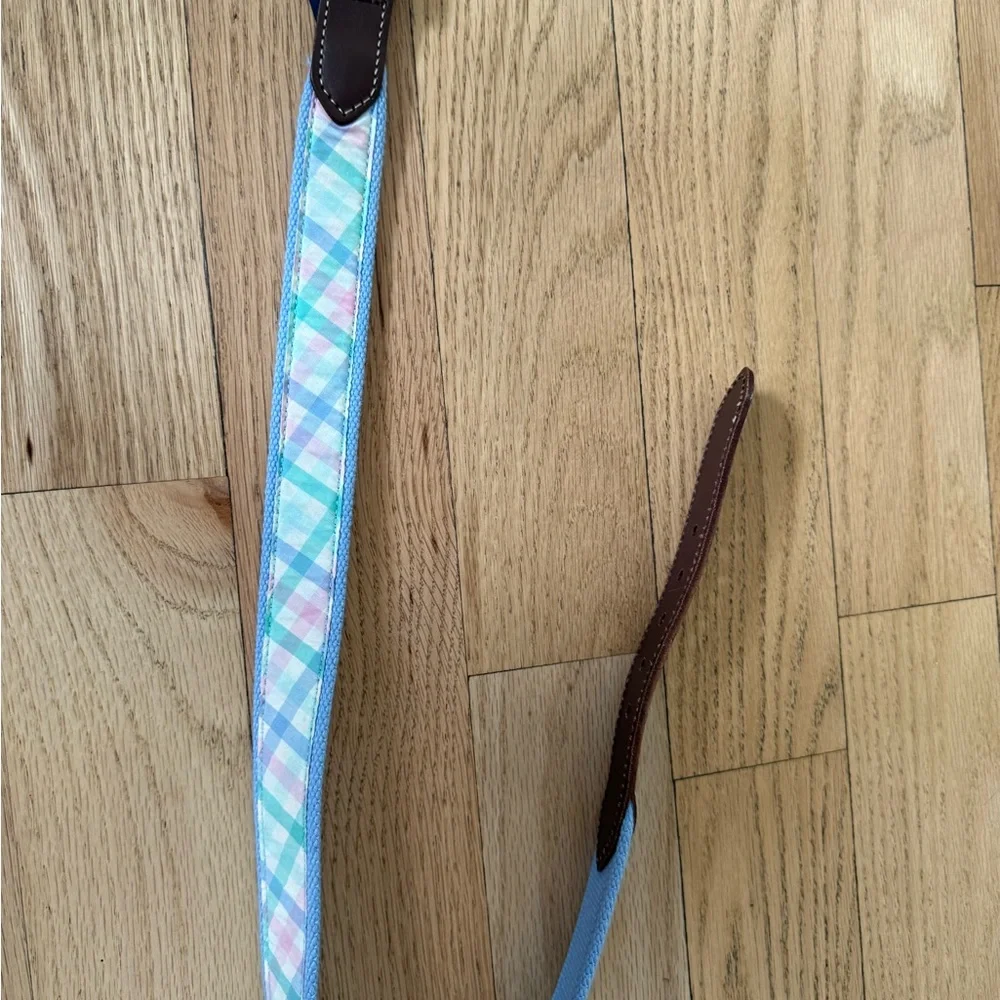 Vineyard Vines Kids Belt in Pastel Plaid and Brown